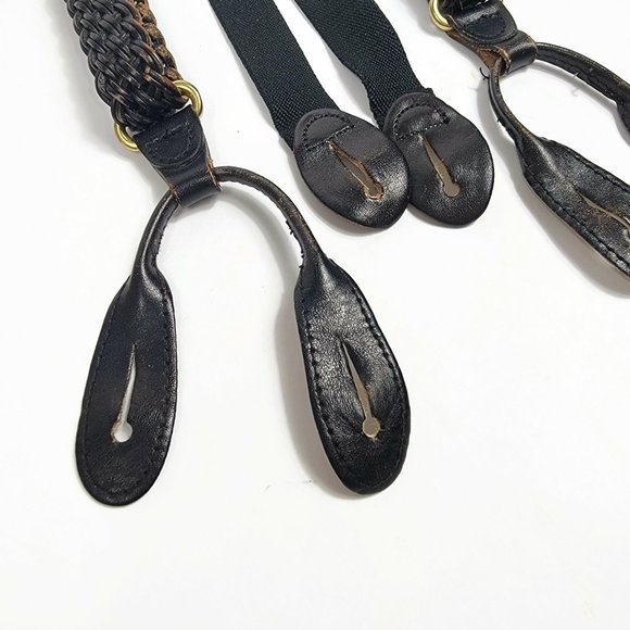 Martin Dingman Braided Leather Button Suspenders Black Very Nice Condition - Picture 6 of 14
